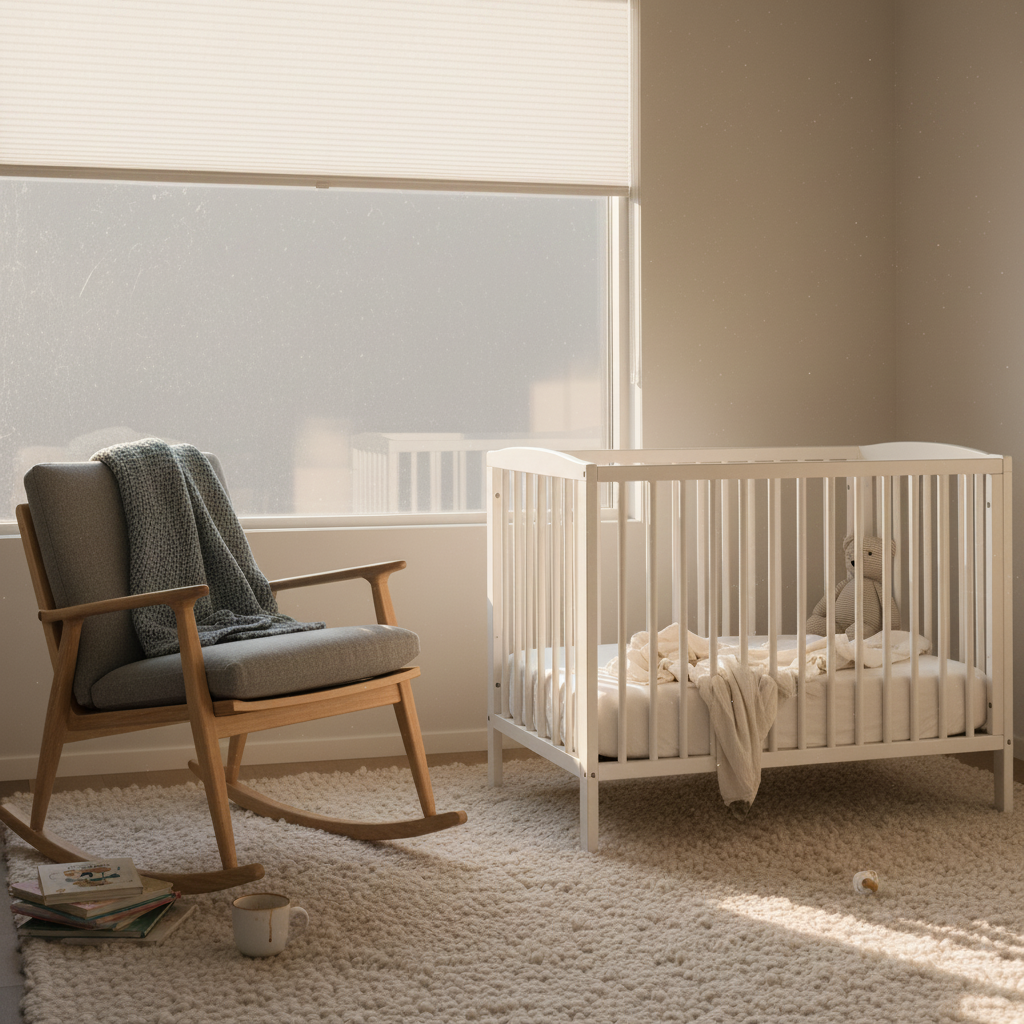Modern nursery with motorized cellular blackout shades