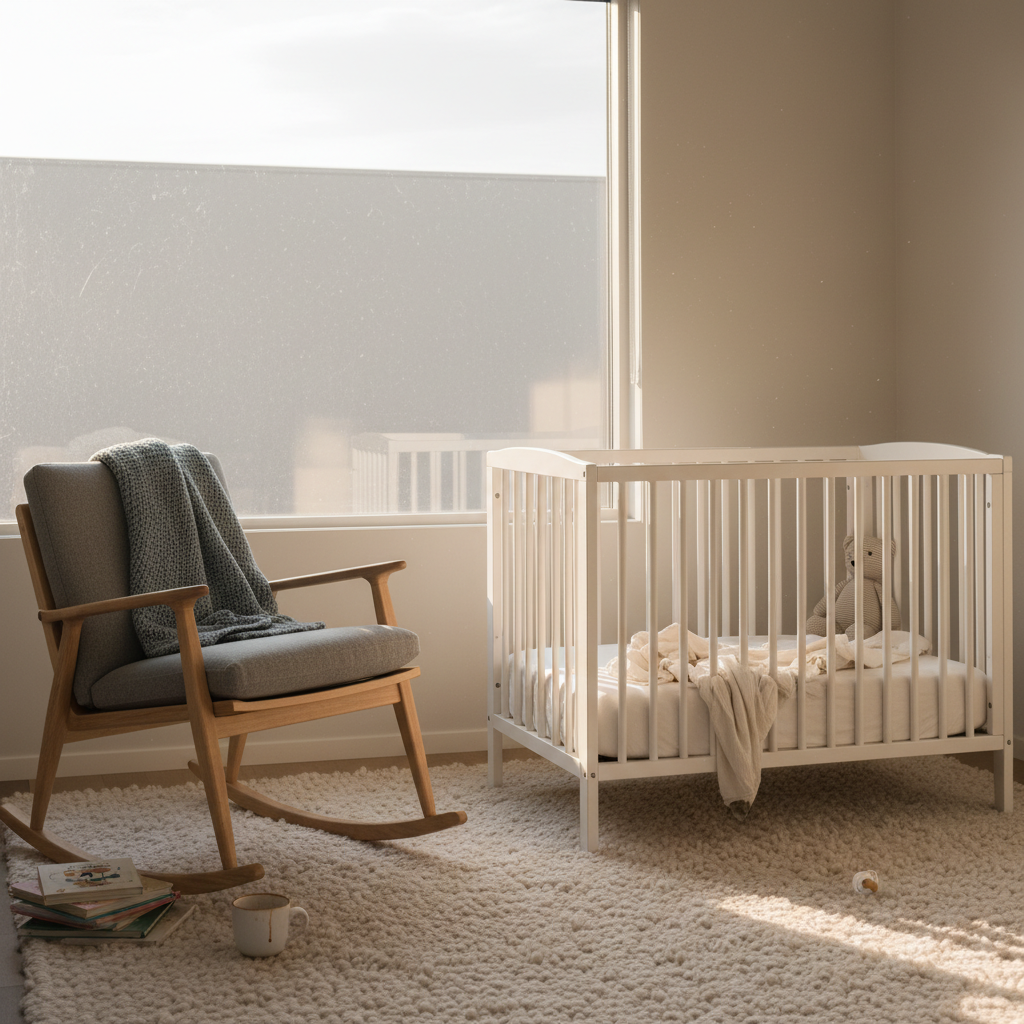Modern nursery with bare window